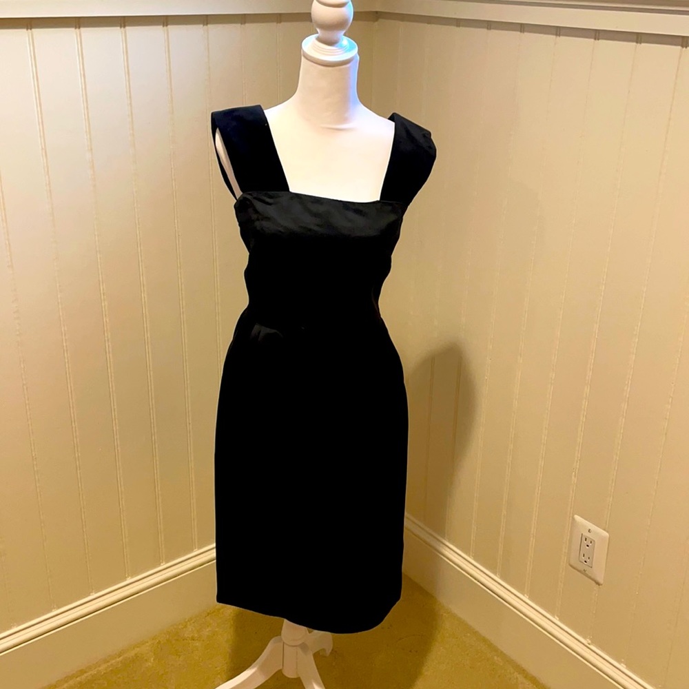 DOLCE & GABBANA Black Satin Dress Velvet Straps